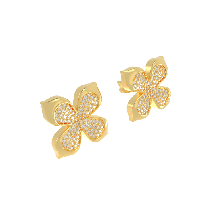 Trendy Four Leaf Flower Dangle Earrings, Hallmarked 925 Sterling Silver