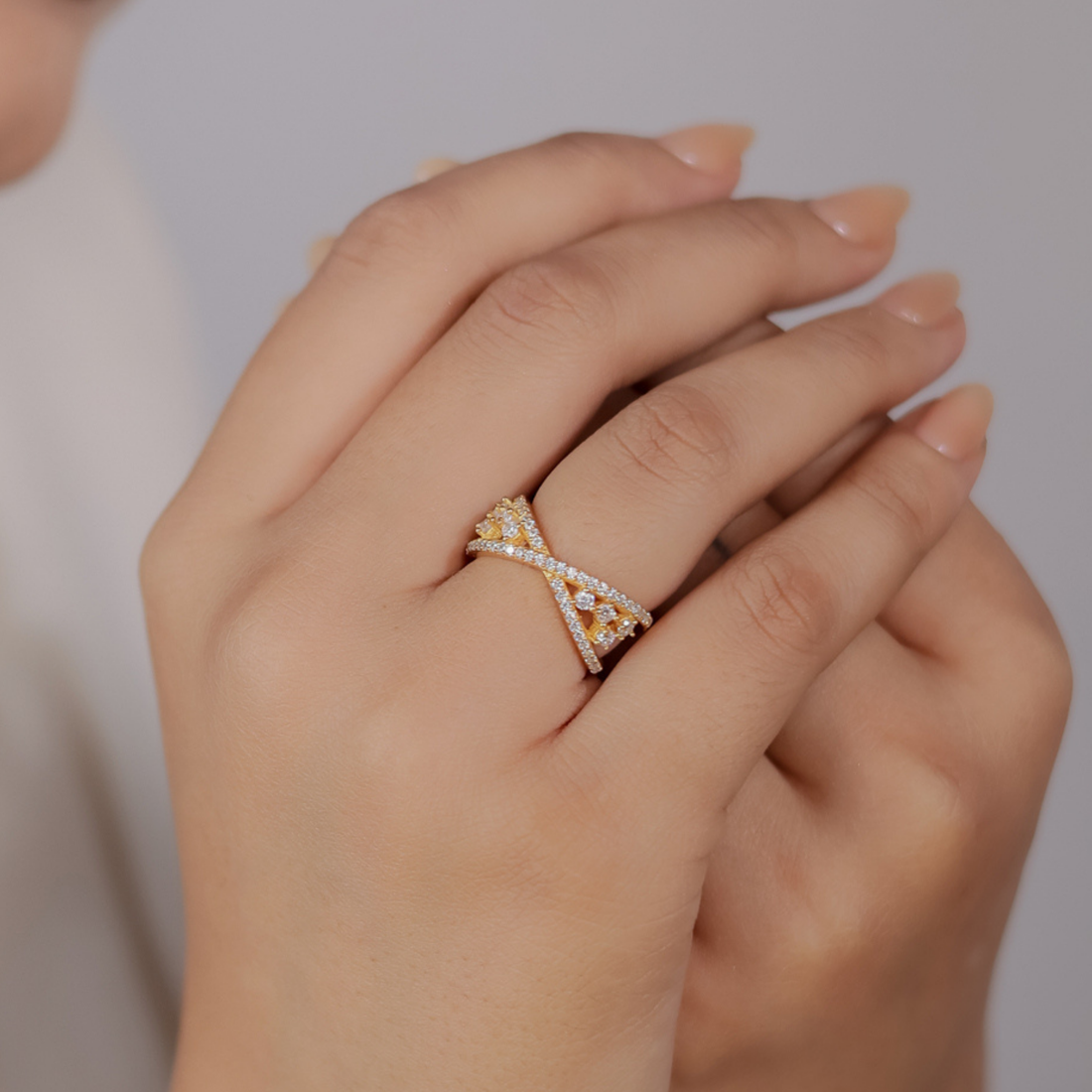 Criss Cross Statement Ring, Hallmarked 925 Sterling Silver
