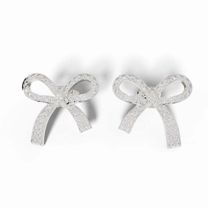 Art Deco Bow Shape Cocktail Party wear Earrings, Hallmarked 925 Sterling Silver