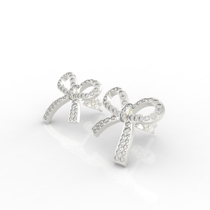 Art Deco Bow Shape Cocktail Party wear Earrings, Hallmarked 925 Sterling Silver
