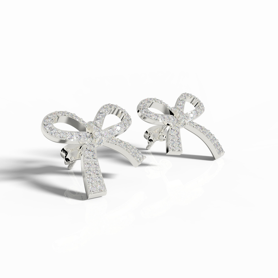Art Deco Bow Shape Cocktail Party wear Earrings, Hallmarked 925 Sterling Silver