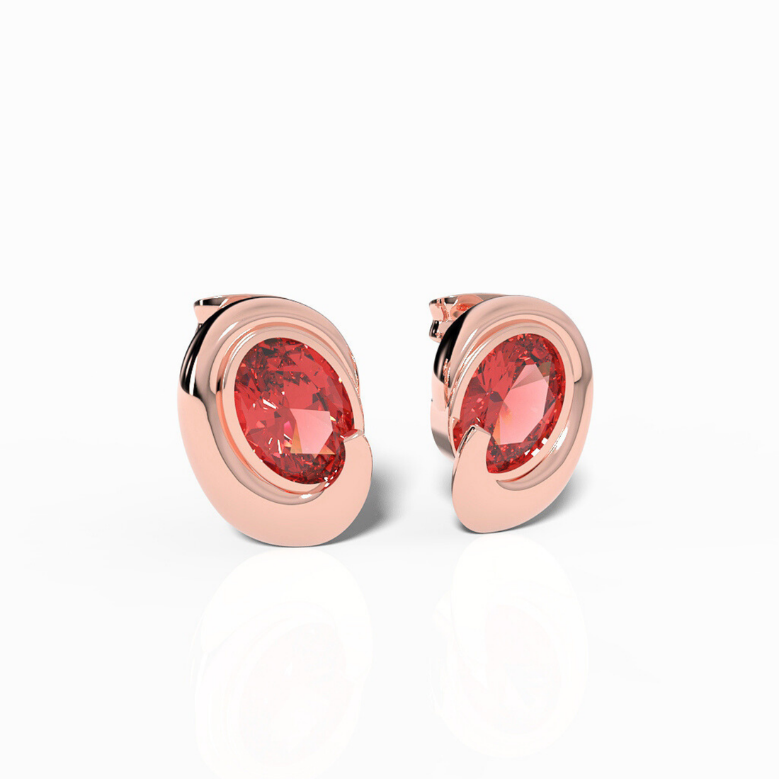 Art Deco Ruby Stud For Girlfriend, Hallmarked 925 Sterling Silver