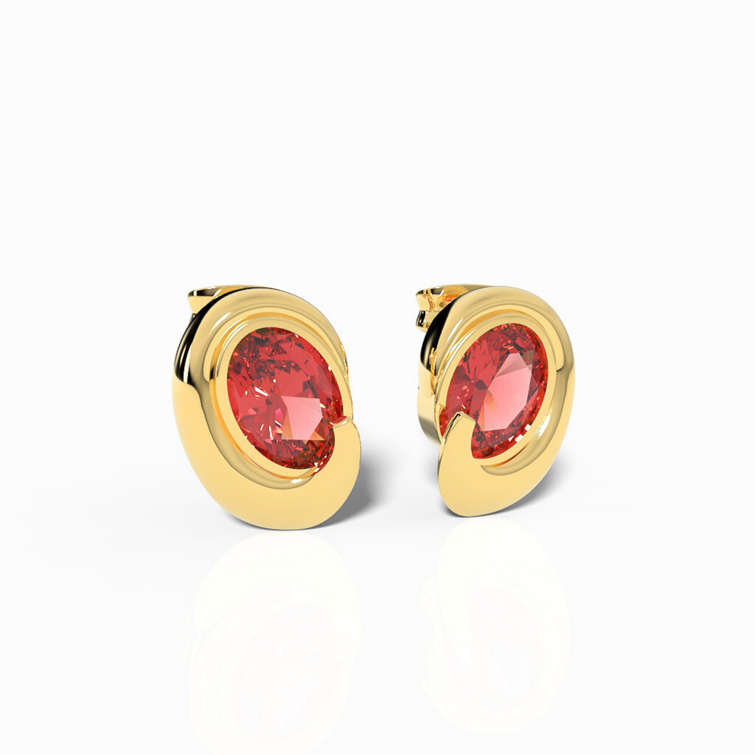 Art Deco Ruby Stud For Girlfriend, Hallmarked 925 Sterling Silver