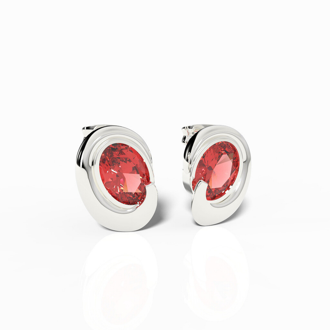 Art Deco Ruby Stud For Girlfriend, Hallmarked 925 Sterling Silver