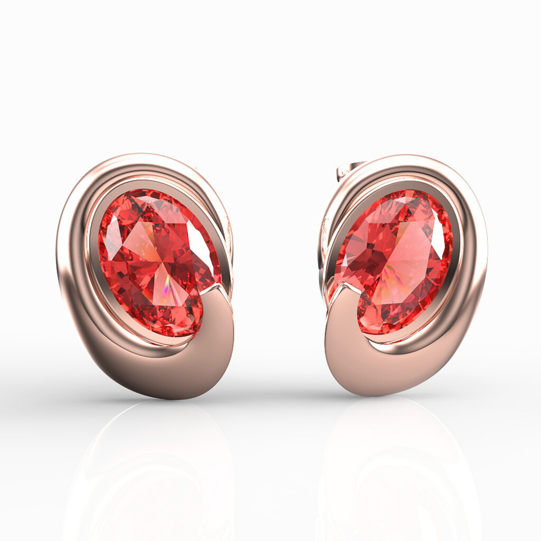 Art Deco Ruby Stud For Girlfriend, Hallmarked 925 Sterling Silver