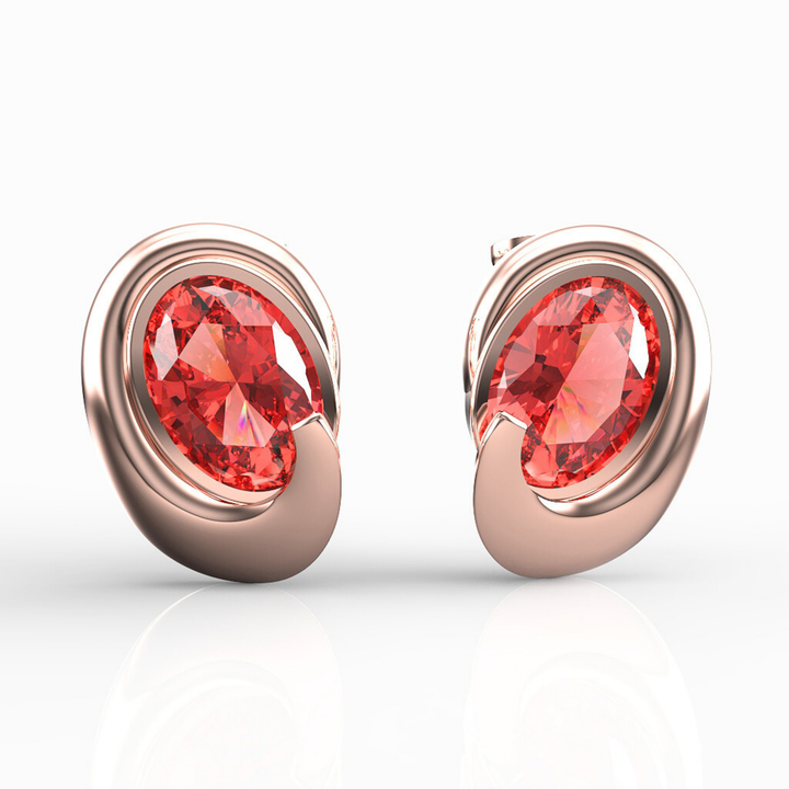 Art Deco Ruby Stud For Girlfriend, Hallmarked 925 Sterling Silver