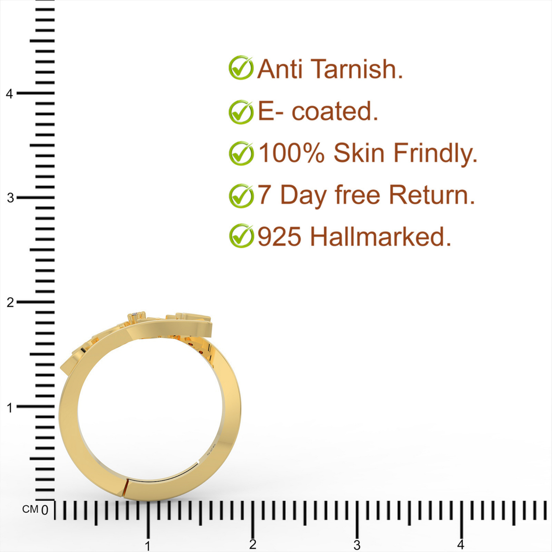 Art Deco Solitaire Split Shank Ring, Hallmarked 925 Sterling Silver Yellow Gold
