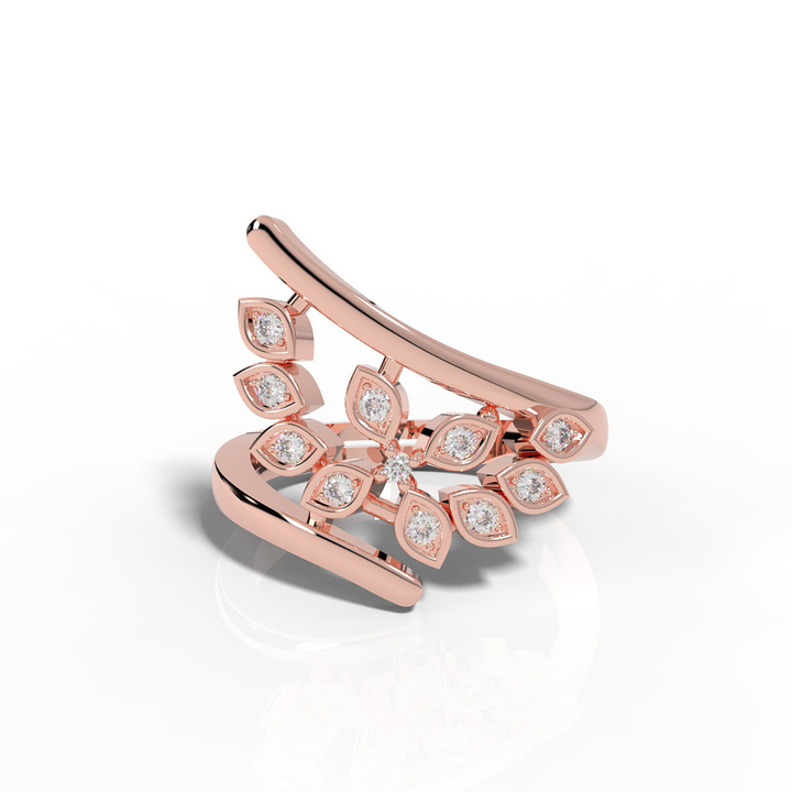 Art Deco Solitaire Split Shank Ring, Hallmarked 925 Sterling Silver Rose Gold