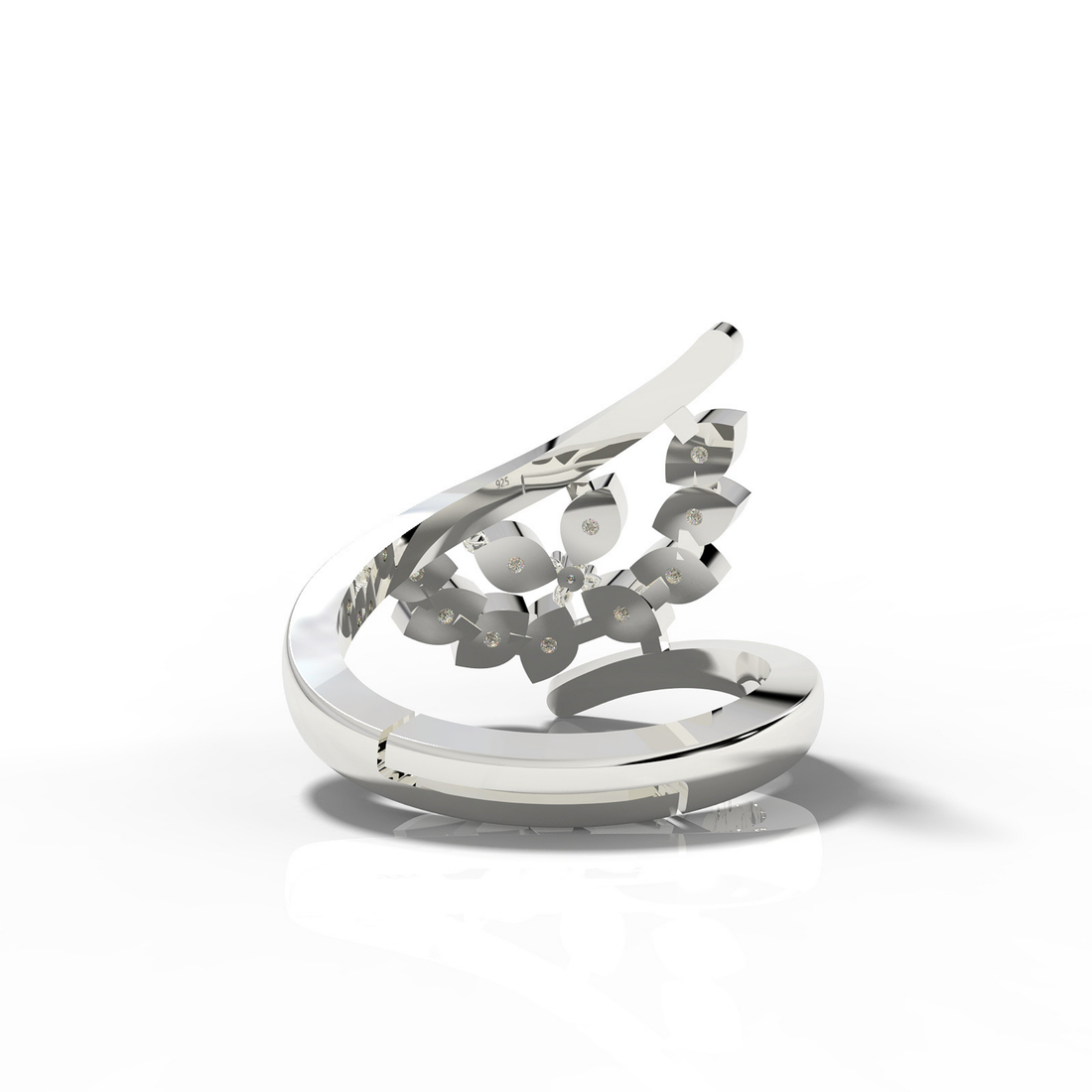 Art Deco Solitaire Split Shank Ring, Hallmarked 925 Sterling Silver White Gold