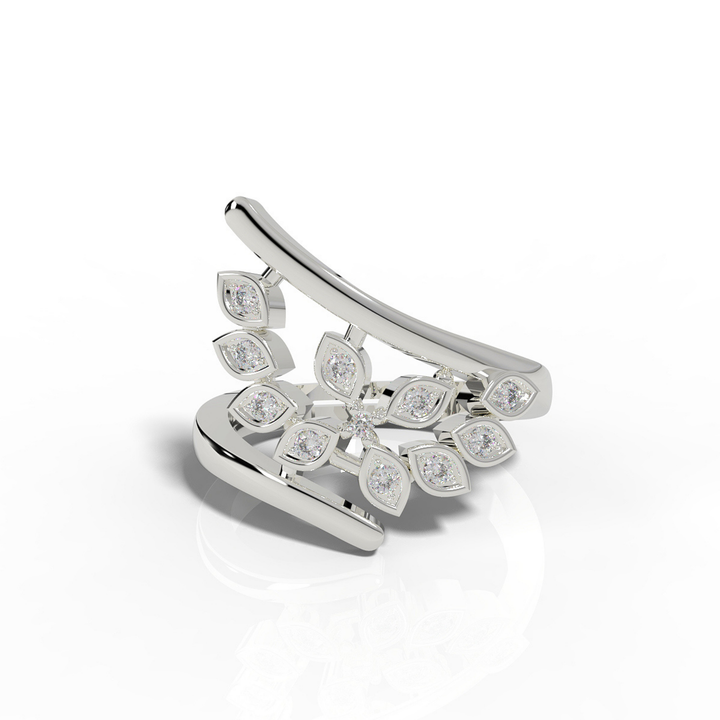Art Deco Solitaire Split Shank Ring, Hallmarked 925 Sterling Silver White Gold