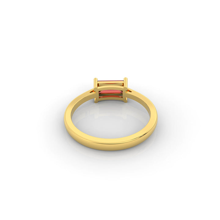 Baguette Cut Garnet Solitaire Ring, Hallmarked 925 Sterling Silver