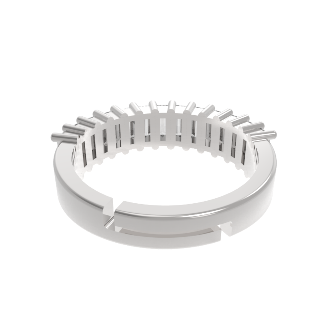Baguette Cut Half Eternity Band White Gold Plated, Hallmarked 925 Sterling Silver
