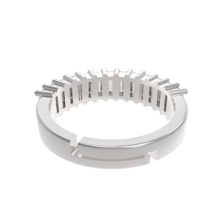 Baguette Cut Half Eternity Band White Gold Plated, Hallmarked 925 Sterling Silver