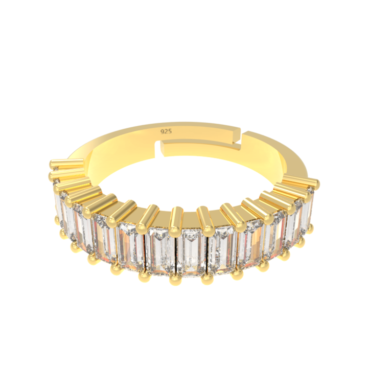 Baguette Cut Half Eternity Band, Hallmarked 925 Sterling Silver