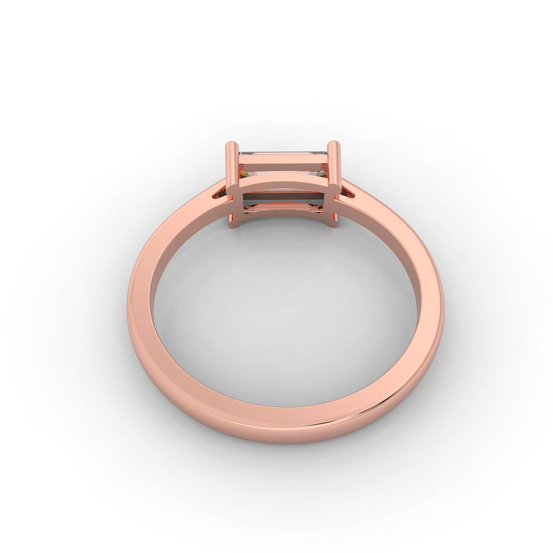 Baguette Cut Solitaire Ring, Hallmarked 925 Sterling Silver