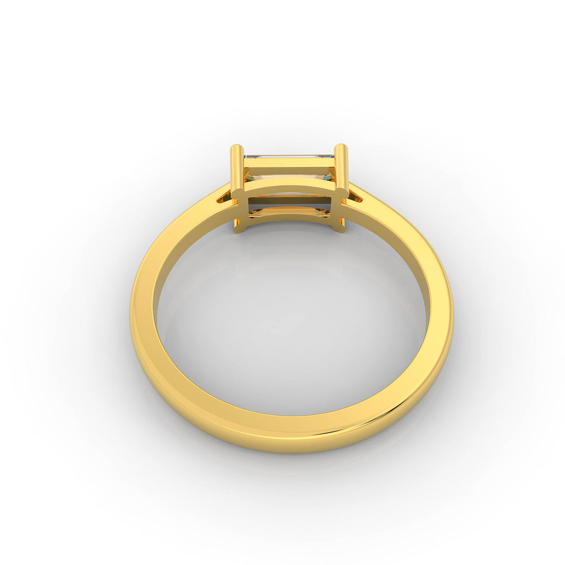 Baguette Cut Solitaire Ring, Hallmarked 925 Sterling Silver