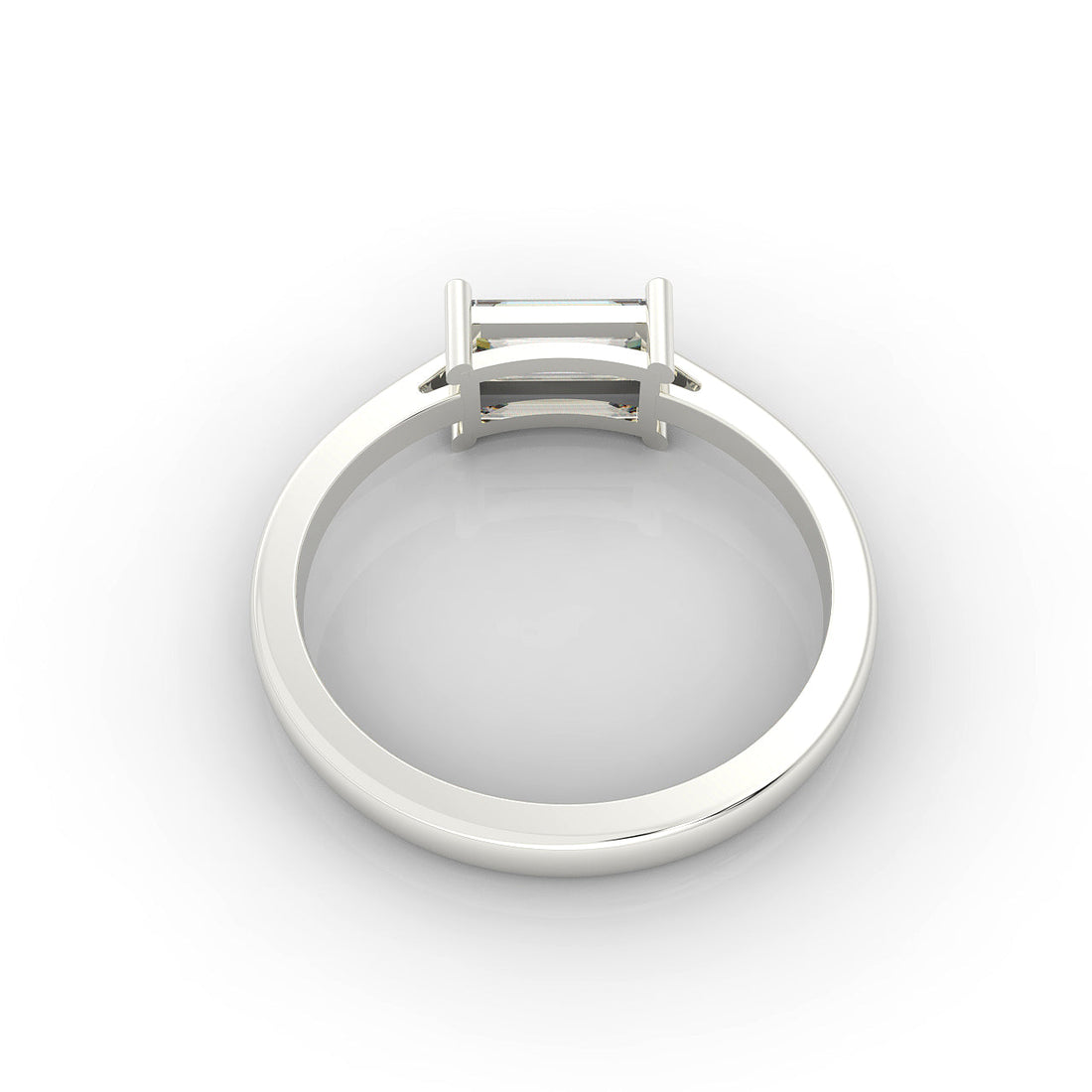 Baguette Cut Solitaire Ring, Hallmarked 925 Sterling Silver
