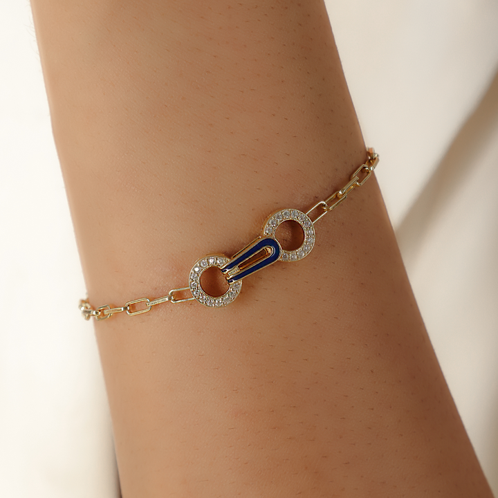 Blue Sapphire Cuban Link Chain Bracelet For Her, Hallmarked 925 Sterling Silver
