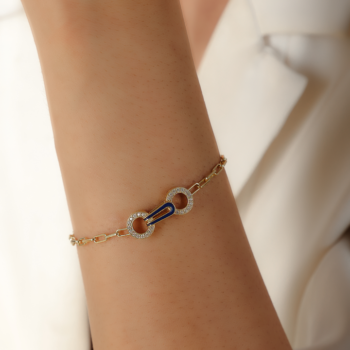 Blue Sapphire Cuban Link Chain Bracelet For Her, Hallmarked 925 Sterling Silver