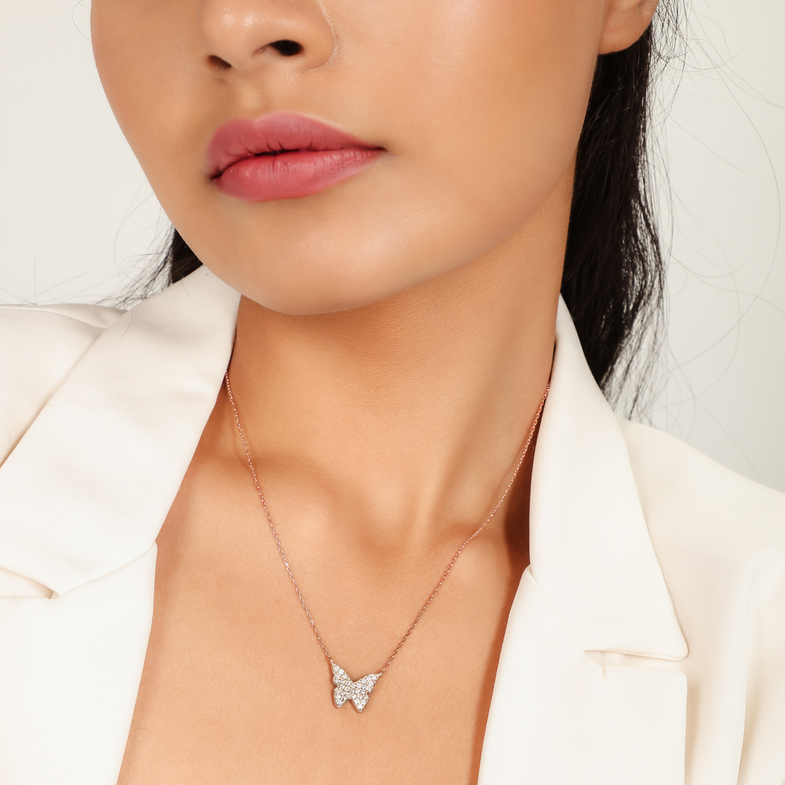Butterfly Cute Pendant With Chain, Hallmarked 925 Sterling Silver