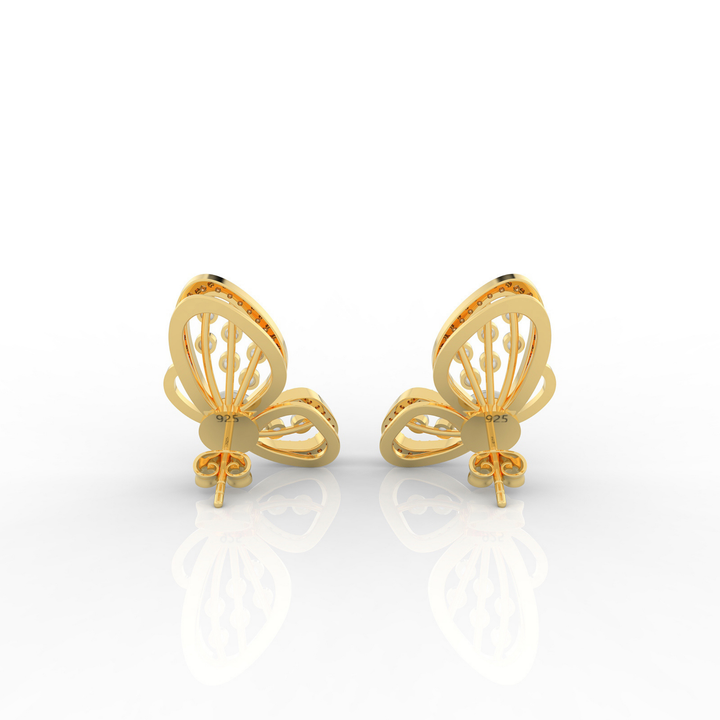Butterfly Pearl Modern Stud Earrings For Wedding, Hallmarked 925 Sterling Silver