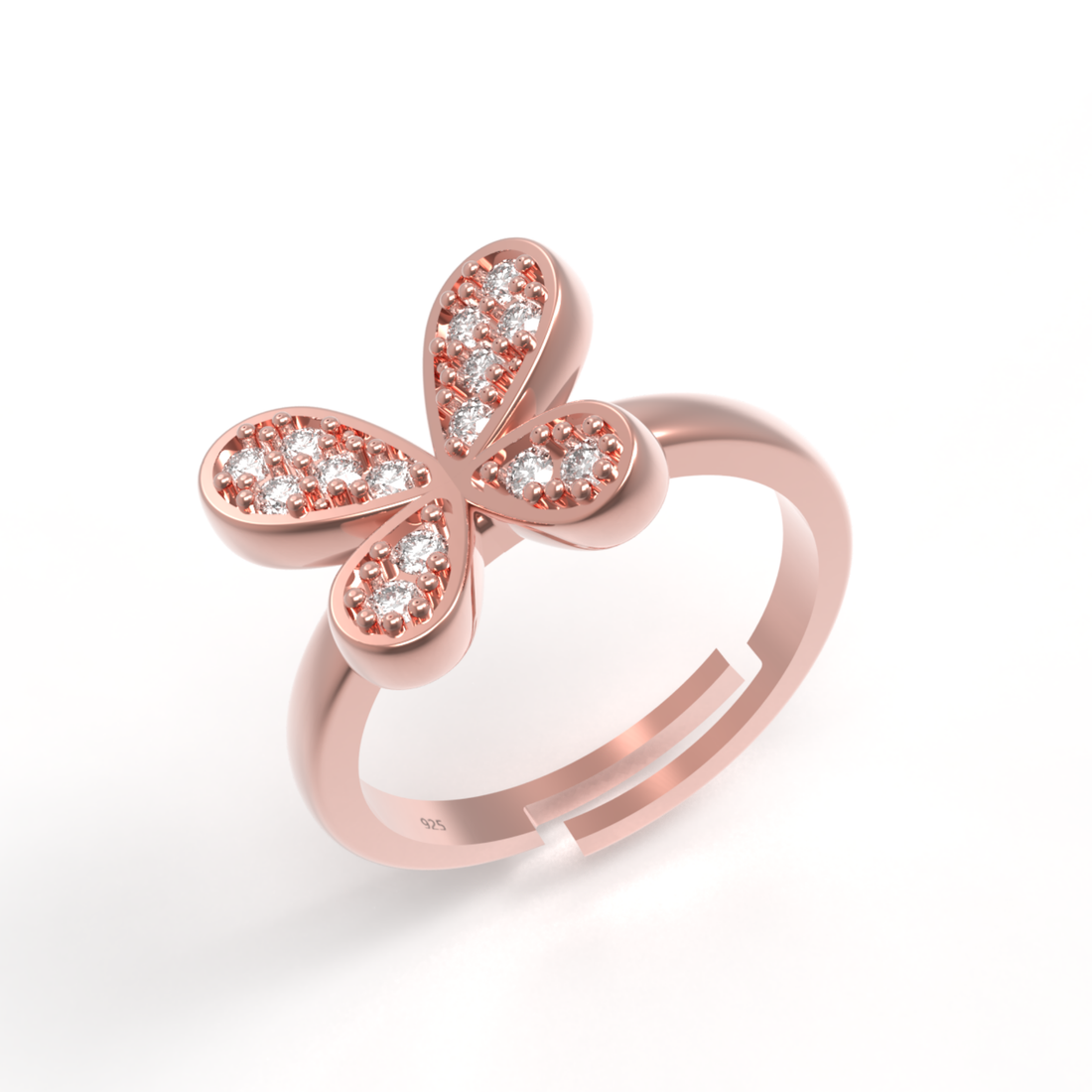 Butterfly Wings Diamond Fashion Ring, Hallmarked 925 Sterling Silver