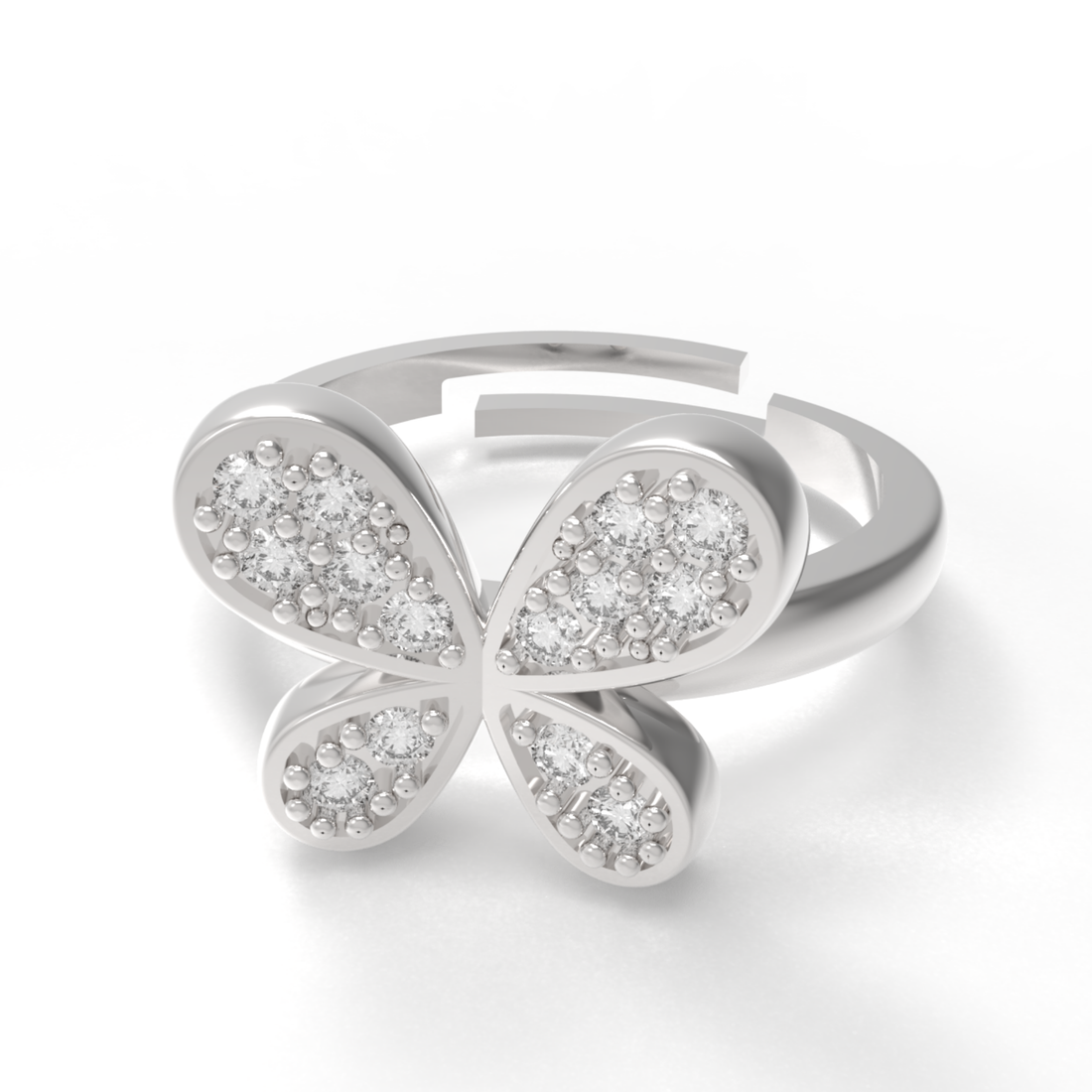 Butterfly Wings Diamond Fashion Ring, Hallmarked 925 Sterling Silver