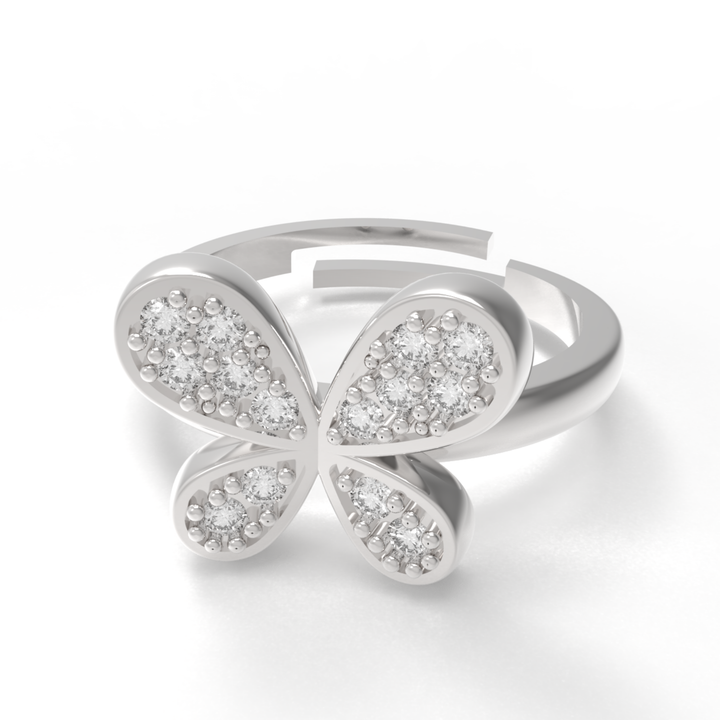 Butterfly Wings Diamond Fashion Ring, Hallmarked 925 Sterling Silver