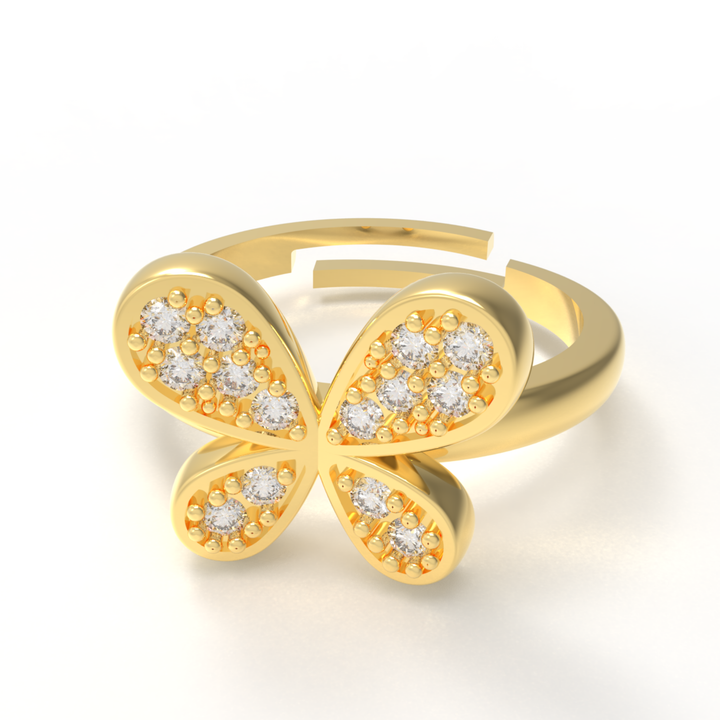 Butterfly Wings Diamond Fashion Ring, Hallmarked 925 Sterling Silver