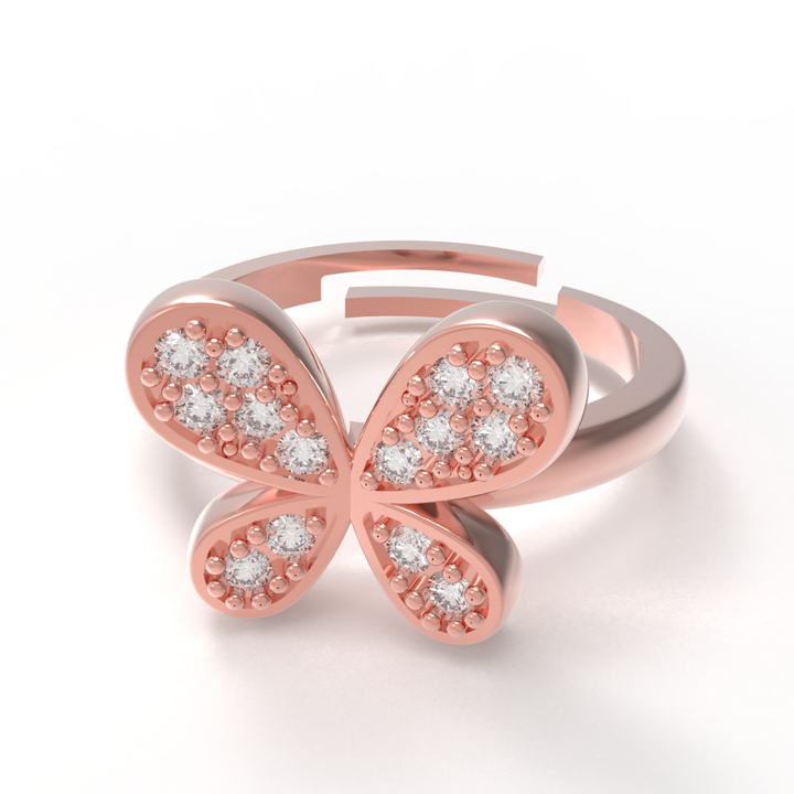 Butterfly Wings Diamond Fashion Ring, Hallmarked 925 Sterling Silver