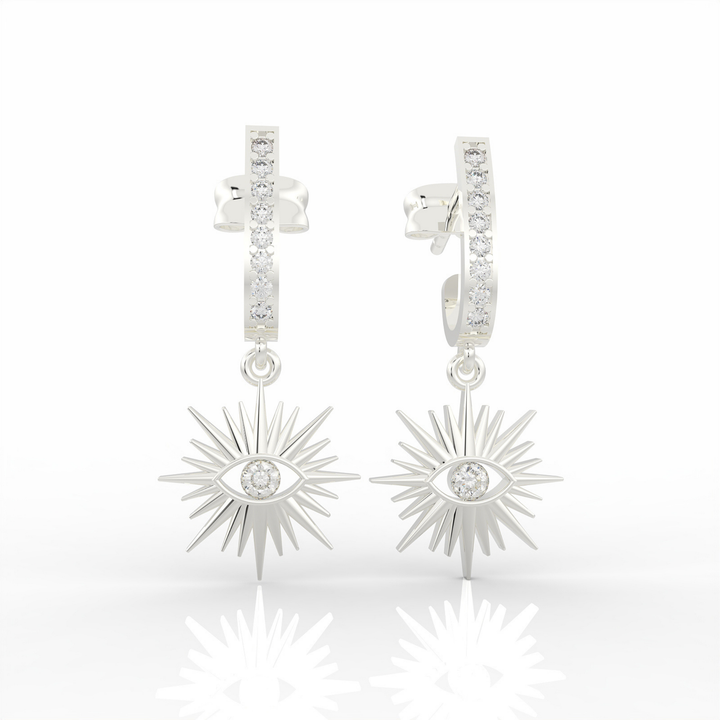 Charm Evil Eye Clip On Earrings For Diwali Gifting, Hallmarked 925 Sterling Silver