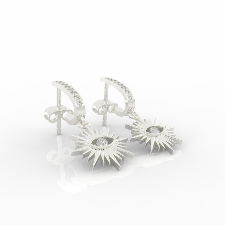 Charm Evil Eye Clip On Earrings For Diwali Gifting, Hallmarked 925 Sterling Silver