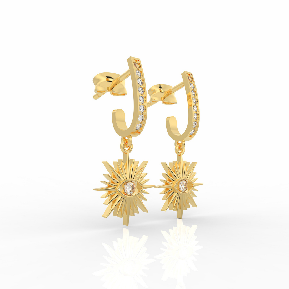 Charm Evil Eye Clip On Earrings For Diwali Gifting, Hallmarked 925 Sterling Silver