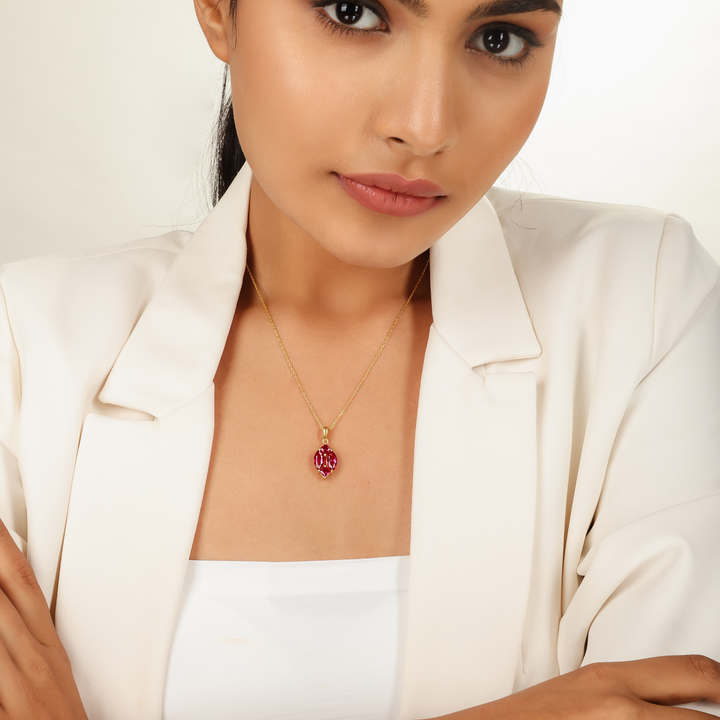 Charming Pink Marquise Pendant With Chain, Hallmarking 925 Sterling Silver