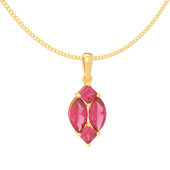 Charming Pink Marquise Pendant With Chain, Hallmarking 925 Sterling Silver