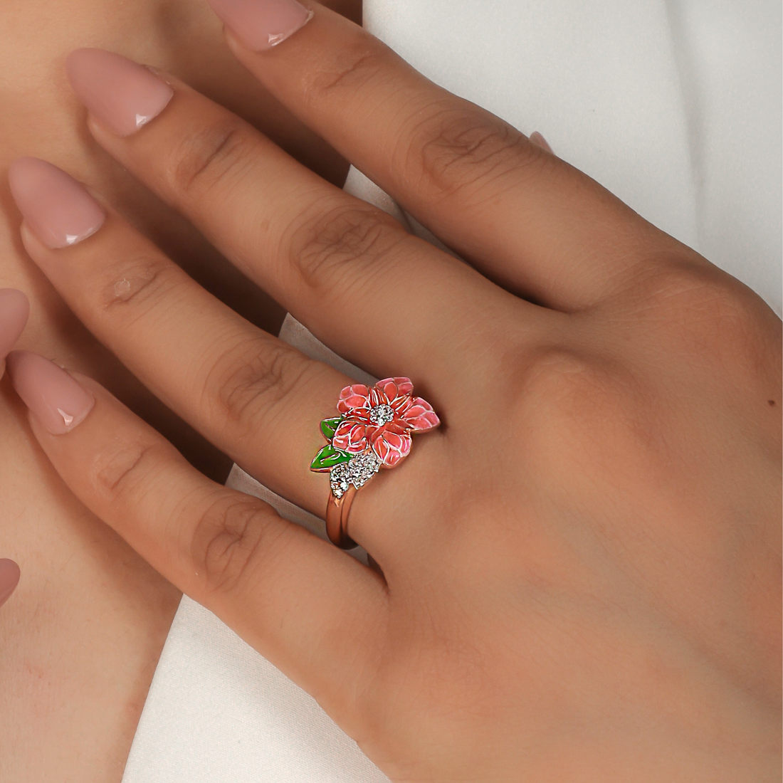 Cherry Blossom Floral Ring- Hallmarked 925 Sterling Silver