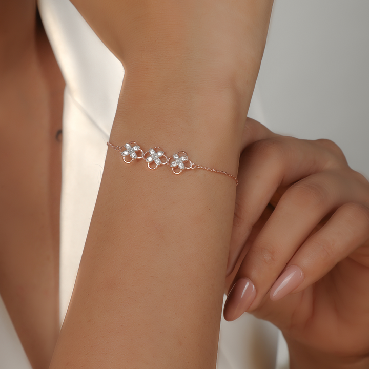 Clover Leaf Chunky Chain Bracelet For Her, Hallmarked 925 Sterling Silver