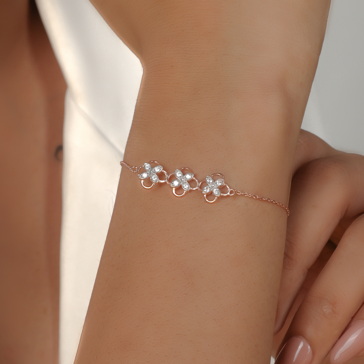 Clover Leaf Chunky Chain Bracelet For Her, Hallmarked 925 Sterling Silver