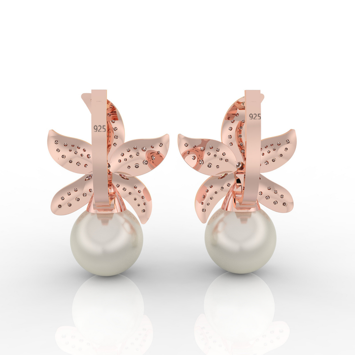 Cocktail Star Fish Pearl Dangle Earrings, Hallmarked 925 Sterling Silver