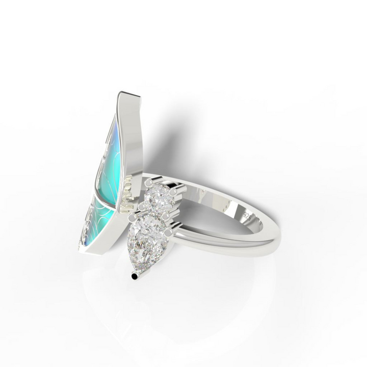 Colorful Butterfly Open Ring for Her – Hallmarked 925 Sterling Silver White Gold Plated | Vibrant & Elegant Jewelry