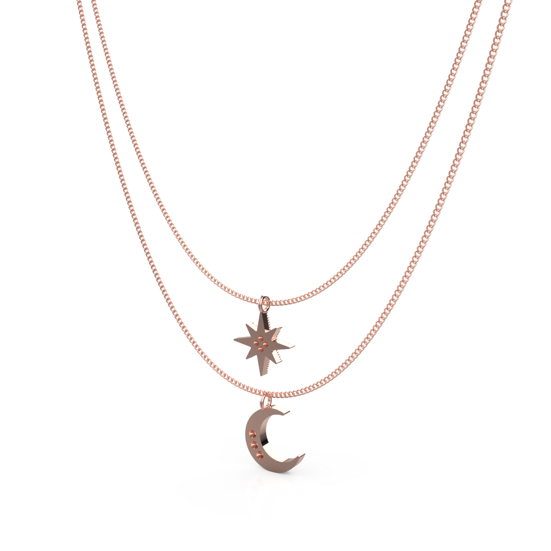 Crescent Moon Star Pendant With Chain, Hallmarked 925 Sterling Silver