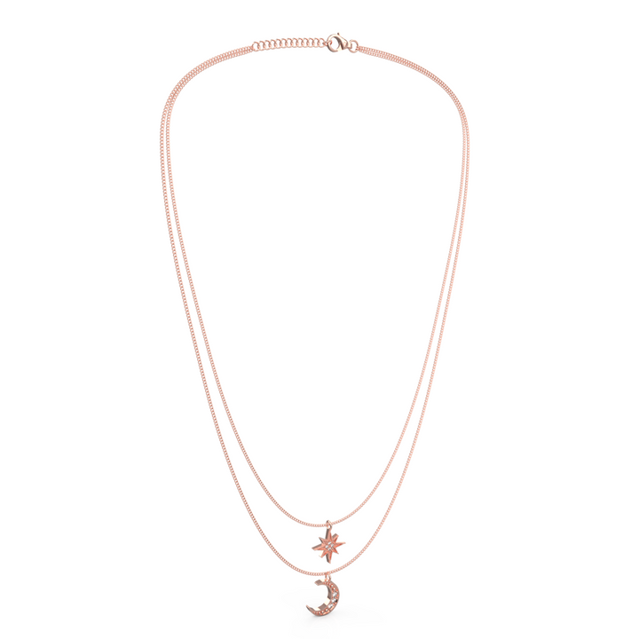 Crescent Moon Star Pendant With Chain, Hallmarked 925 Sterling Silver