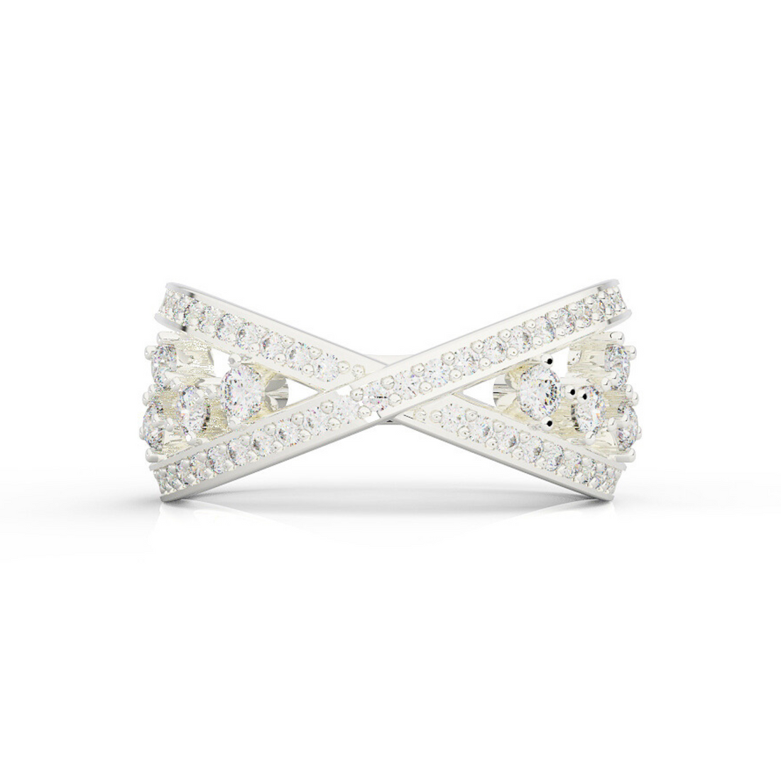 Criss Cross Statement Ring, Hallmarked 925 Sterling Silver