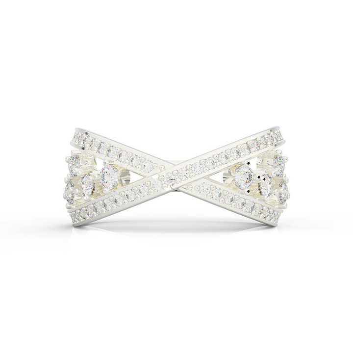 Criss Cross Statement Ring, Hallmarked 925 Sterling Silver