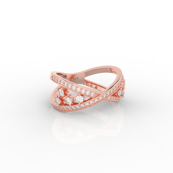 Criss Cross Statement Ring, Hallmarked 925 Sterling Silver