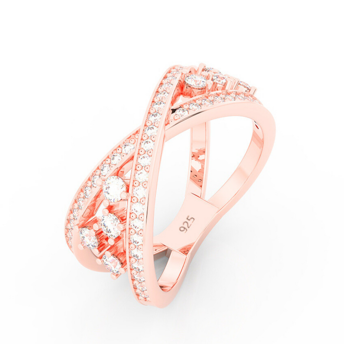 Criss Cross Statement Ring, Hallmarked 925 Sterling Silver
