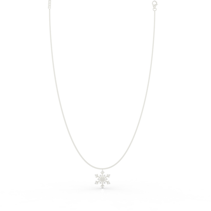 Crystal Snowflake Charm Pendant With Chain- Hallmarked 925 Sterling Silver