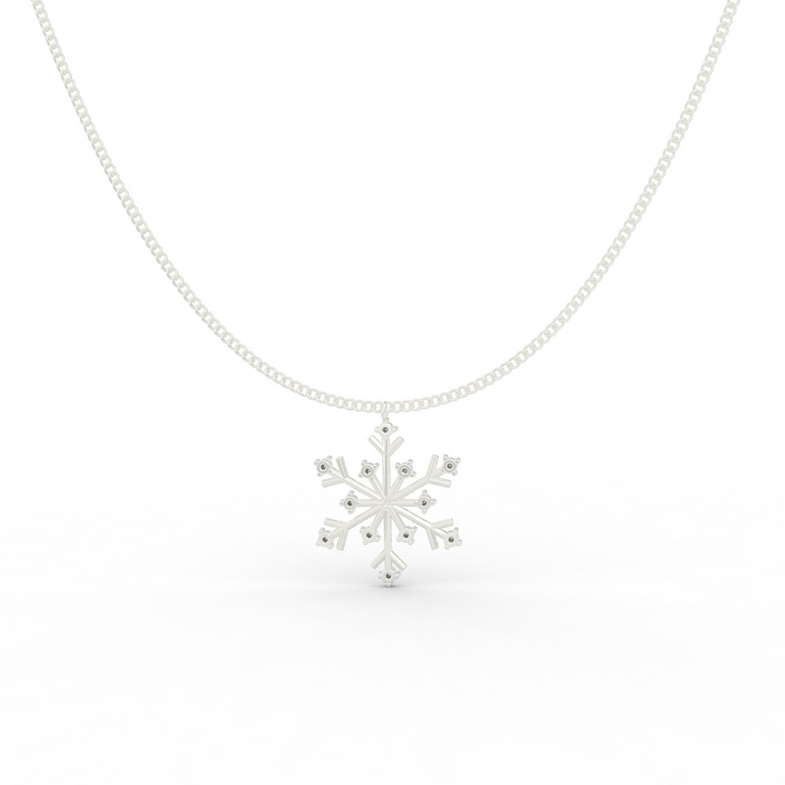 Crystal Snowflake Charm Pendant With Chain- Hallmarked 925 Sterling Silver