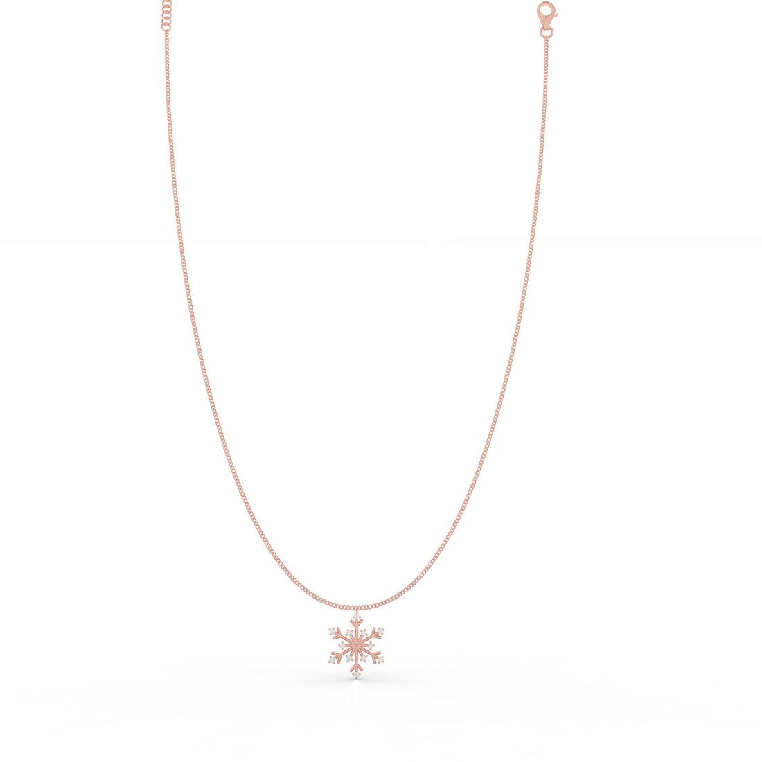 Crystal Snowflake Charm Pendant With Chain - Hallmarked 925 Sterling Silver