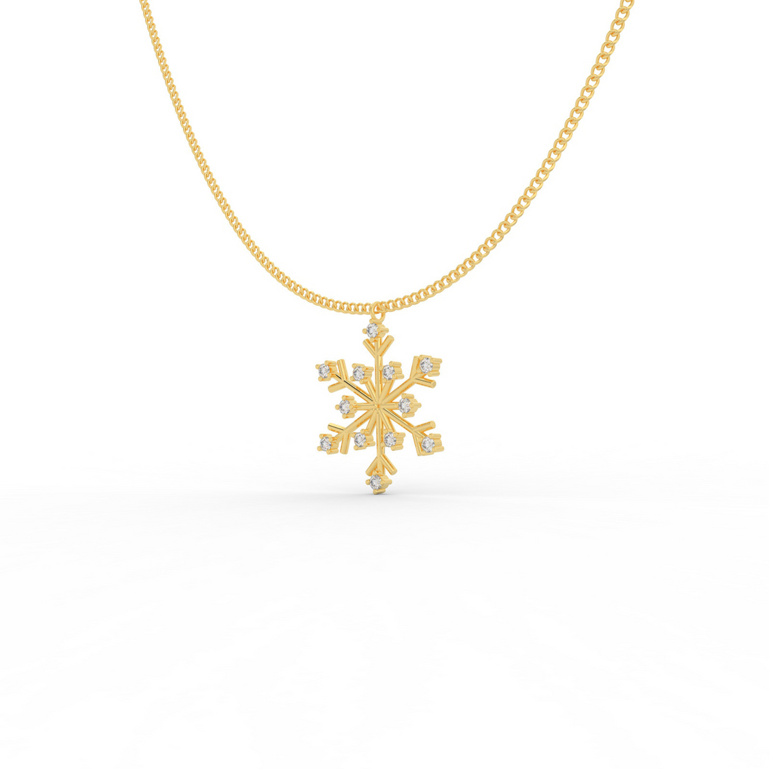 Crystal Snowflake Charm Pendant With Chain - Hallmarked 925 Sterling Silver